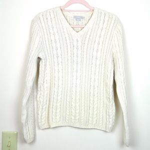 J. Crew Men's Fisherman Cable Knit Cream Sweater S